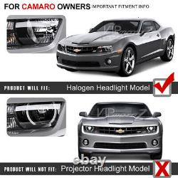 10-13 Chevy Camaro Sinister Black Smoked Halo LED DRL Projector Headlight Lamp
