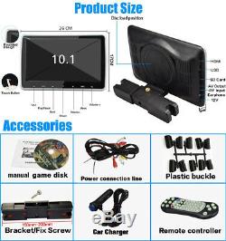 10.1'' Digital HD TFT LCD Screen Car Headrest Monitor DVD Player Kit USB/HDMI/FM