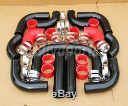 12x 2.5' Universal Turbo Intercooler Piping Kit, Black Pipe + Red coupler+Clamps