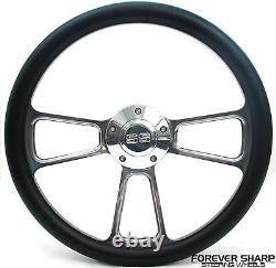 14 Billet Aluminum Black Wrap Steering Wheel Set Chevy Camaro SS 1967 Chevrolet
