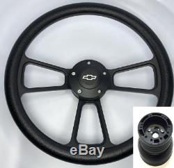 14 Black Steering Wheel (Black Half Wrap, Chevy Horn Button, Adapter A01)