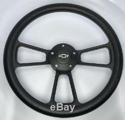 14 Black Steering Wheel (Black Half Wrap, Chevy Horn Button, Adapter A01)