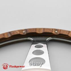 15'' Classic wood steering wheel Riveted Vintage Ford Mustang Shelby AC Cobra