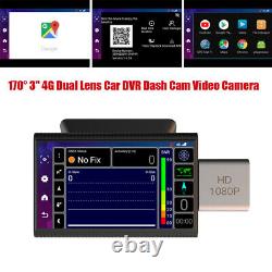 170° 4G Dual Lens 1080P DVR Dash Video Camera Recorder Rearview Mirror Universal