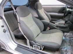 1993-2002 chevy camaro car seat covers in black and charcoal cotton material