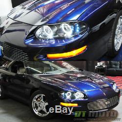 1998 1999 2000 2001 2002 Chevy Camaro Black LED Dual Halo Projector Headlights