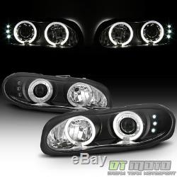 1998 1999 2000 2001 2002 Chevy Camaro Black LED Dual Halo Projector Headlights