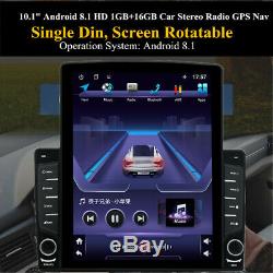 1DIN Rotatable 10.1 Android 8.1 HD 1GB+16GB Bluetooth Car Stereo Radio GPS Nav