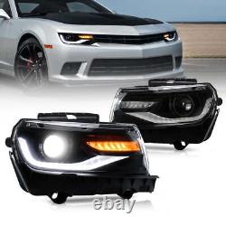 1Pair LED Projector Headlight Fit Chevrolet Chevy Camaro 2014 2015 withSequential