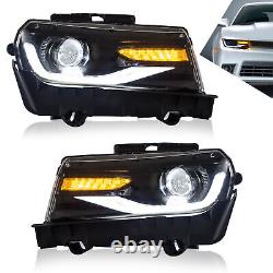 1Pair LED Projector Headlight Fit Chevrolet Chevy Camaro 2014 2015 withSequential