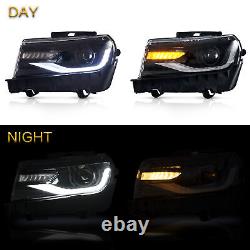 1Pair LED Projector Headlight Fit Chevrolet Chevy Camaro 2014 2015 withSequential