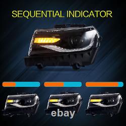 1Pair LED Projector Headlight Fit Chevrolet Chevy Camaro 2014 2015 withSequential