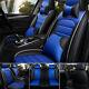 1× Blue Car Seat Covers 100% Pu Leather Front Rear Auto Deluxe Cushion Universal