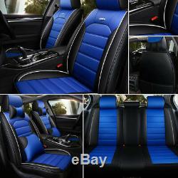 1× Blue Car Seat Covers 100% PU Leather Front Rear Auto Deluxe Cushion Universal