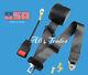 1 Kit Of 3 Point Universal Strap Retractable & Adjustable Safety Seat Belt Black