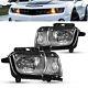 1 Pair Headlights Left + Right Side Black Housing Fits 2010-2013 Chevy Camaro