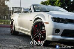 20 Staggered Ac Wheels Ac01 Gloss Black Red Inner Extreme Concave Rims (b84)