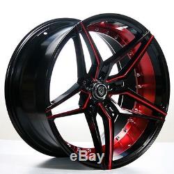 20 Staggered or Non Staggered MQ Wheels 3259 Black Red Inner Rims