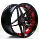 20 Staggered Or Non Staggered Mq Wheels 3259 Black Red Inner Rims