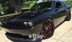 20 Staggered or Non Staggered MQ Wheels 3259 Black Red Inner Rims