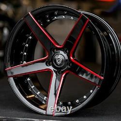 22 Marquee Wheel M3226 Gloss Black with Red Milled Concave Rims fit Chevy