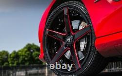 22 Marquee Wheel M3226 Gloss Black with Red Milled Concave Rims fit Chevy