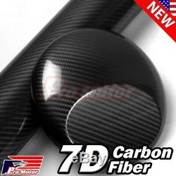 24 x 60 Black Carbon Fiber 7D Premium Gloss Vinyl Wrap Bubble Free Release PRO