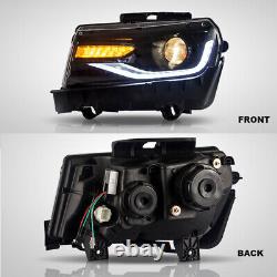 2PCS LED Projector Headlights Lamps For 2014-2015 Chevy Camaro LS LT SS LH+RH