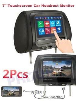 2PC 7inch Touch screen Car Headrest Monitor Back Seat USB/SD/MP5 Player BT IR FM