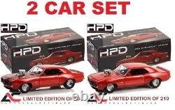 2 Cars Set Hpd 51451a/b 118 1969 Chevrolet Holeshot Camaro (572ci Blown) Red