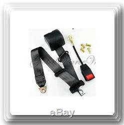 2 Kits Universal Strap Retractable & Adjustable Safety Seat Belt Black 3 Point