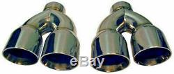 2 STAINLESS STEEL DUAL EXHAUST TIPS PAIR 3.0 3.5 e39 BMW 540i, M5 3 3.5 NEW