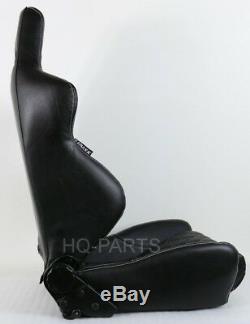 2 Tanaka Black Pvc Leather Racing Seats Reclinable + Diamond Stitch Fits Camaro