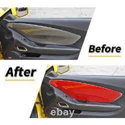 2pcs Interior Door Panel Trim Stickers For 12-15 Chevy Camaro Red Carbon Fiber
