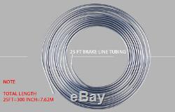 2x Zinc Steel Brake Line Tubing Kit 3/16 25 Ft Coil Roll with 30Pcs Fittings