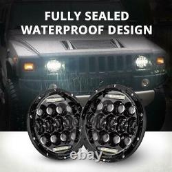 300W Pair 7 inch Round LED Headlight Hi/Lo DRL for Jeep Wrangler JK LJ TJ CJ DOT