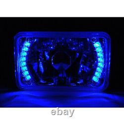 4X6 Blue LED Halo Drl Halogen Headlight Headlamp Light Bulbs Crystal Clear Set