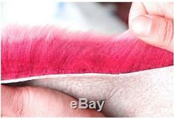 5Pcs/Set Pink Fur Fluffy Thick Car Steering Wheel Cover2 Front Car Seat Cover