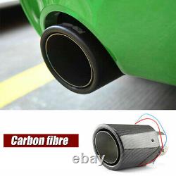 63mm Round Edge Car Carbon Fiber Style Muffler Exhaust Tip Tail Pipe LED Light