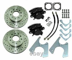 67-81 Staggered Rear End Axle Disc Brake Conversion Kit 10/12 Bolt Slotted Rotor