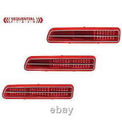 69 Chevy Camaro Red LED Sequential Right & Left Tail Brake Light Lamp Lens Pair