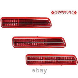 69 Chevy Camaro Red LED Sequential Right & Left Tail Brake Light Lamp Lens Pair