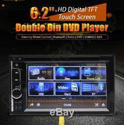 6.2 Car Stereo Bluetooth Radio Double 2Din DVD Player+Camera Mirrorlink For GPS