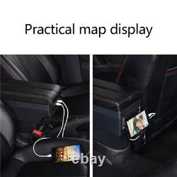 7 USB Car Telescopic Panel Dual Layer Storage Central Armrest Box Cup Holder Kit