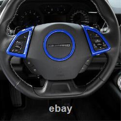 7x Steering Wheel+Gear+Navigation Cover Trim For Chevrolet Camaro 2017+ Blue