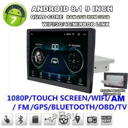 9 inch Android 8.1 Adjustable 2+32GB Car Stereo Radio GPS Wifi BT Mirror Link