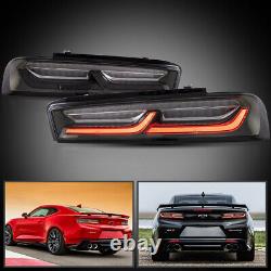 A Pair LED DRL Tail Lights For Chevy Camaro 16 17 18 White Smoked Rear Lights
