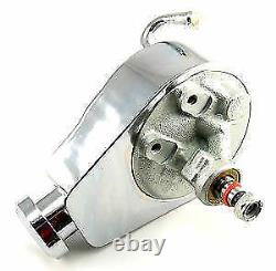 BBC SBC Chevy Chrome Saginaw Style Power Steering Pump with Double Groove Pulley