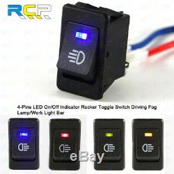 BLUE 4-Pins LED ON/OFF Rocker Switch For Driving Fog Lamps / Light bar Indicator