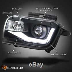 Black 2010-2013 Chevy Camaro LED Tube Projector Headlights Left+Right